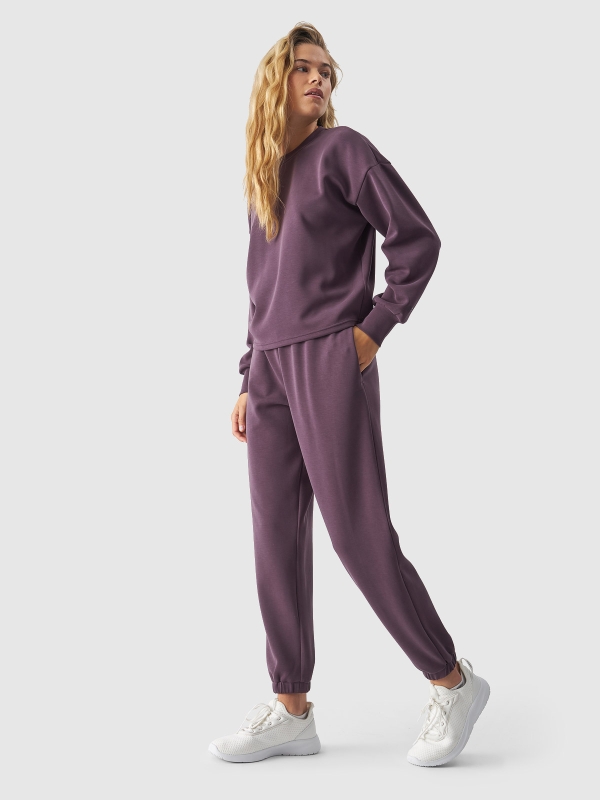 Pantalones de chándal de modal para mujer - violeta 4FWAW24TTROF0840 violeta