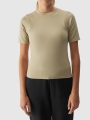 Camiseta slim crop-top lisa de mujer - caqui 4FWAW24TTSHF1806 oliva/caqui