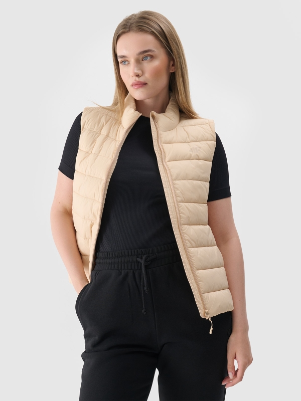 Chaleco de plumón acolchado para mujer con cuello alto - beige 4FWAW24TVJAF139 Beige