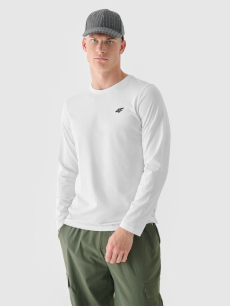 Camiseta de Manga Larga Lisa para Hombre - Blanco - 4FWMM00TLONM375 