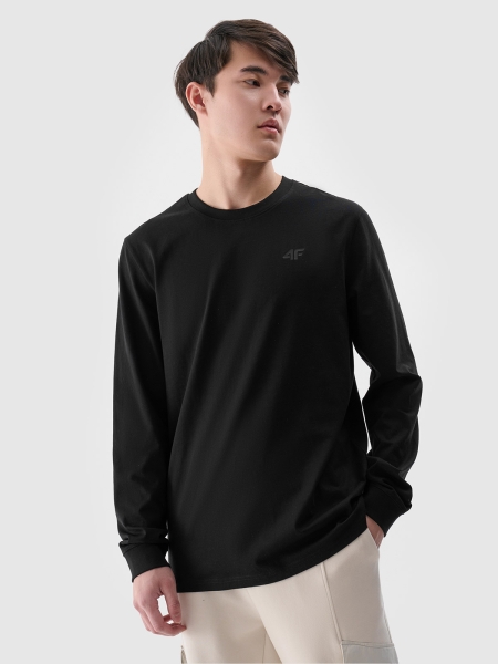 Hombres de manga larga regular lisa - negro 4FWMM00TLONM432 negro