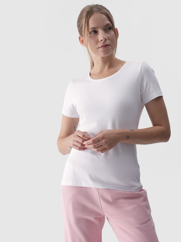 Camiseta slim plain mujer - blanco 4FWMM00TTSHF1845 Blanco