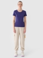 Camiseta slim lisa de mujer - azul marino 4FWMM00TTSHF1845 azul marino
