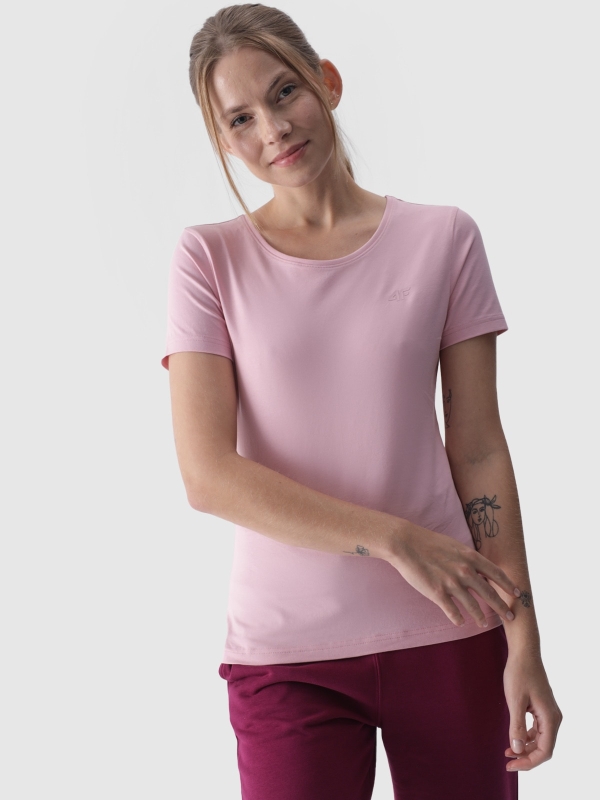 Camiseta slim lisa de mujer - rosa empolvado 4FWMM00TTSHF1845 rosa