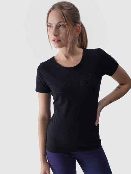 Camiseta slim de mujer con estampado - negro 4FWMM00TTSHF1846 negro