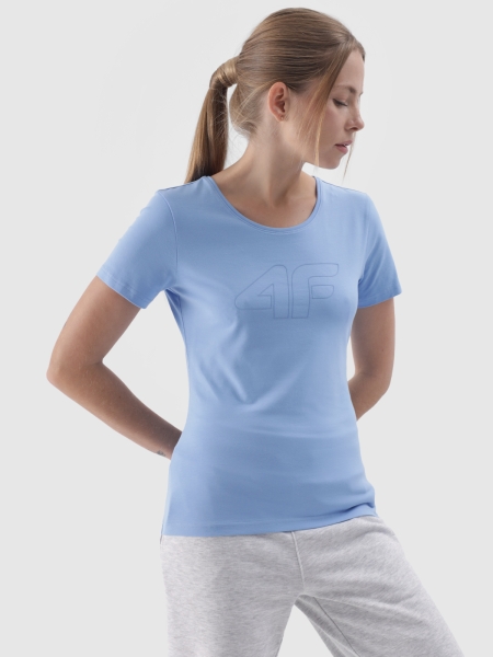 Camiseta slim de mujer con estampado - azul marino 4FWMM00TTSHF1846 azul marino