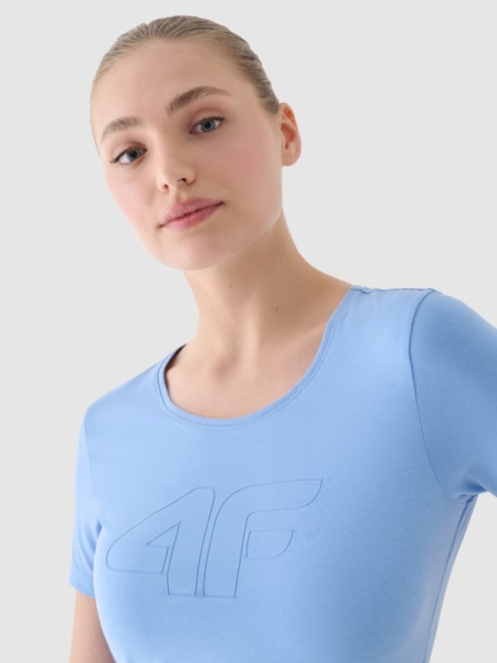 Camiseta slim de mujer con estampado - azul marino 4FWMM00TTSHF1846 azul marino