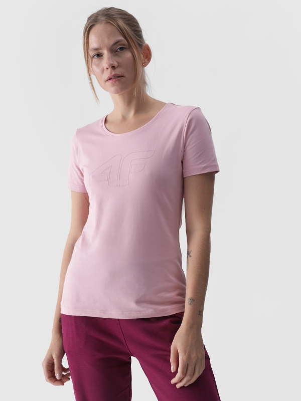 Camiseta slim de mujer con estampado - rosa 4FWMM00TTSHF1846 rosa