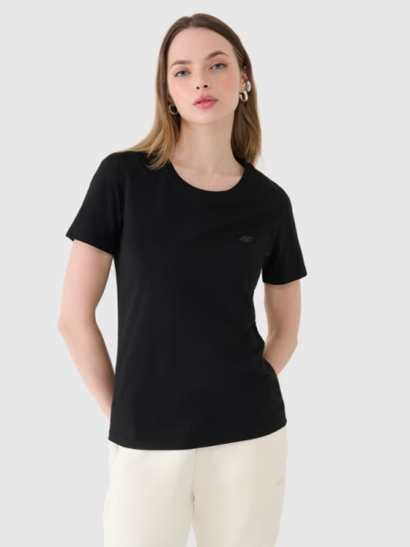 Camiseta lisa regular de mujer - negro 4FWMM00TTSHF2356 negro