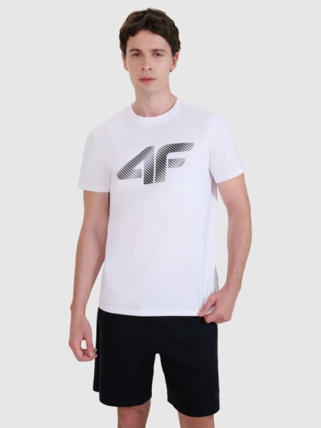 Camiseta regular de hombre con estampado - blanco 4FWMM00TTSHM2257 Blanco