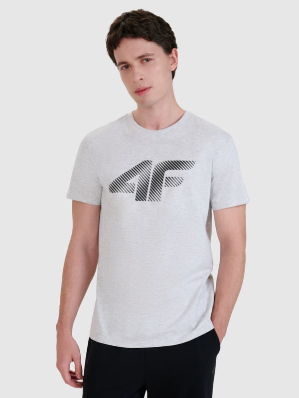 Camiseta regular de hombre con estampado - gris 4FWMM00TTSHM2257 gris