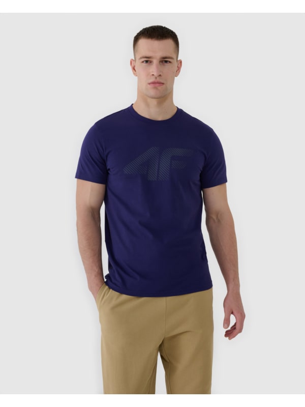 Men's regular T-shirt with print - navy blue 4FWMM00TTSHM2257 navy blue