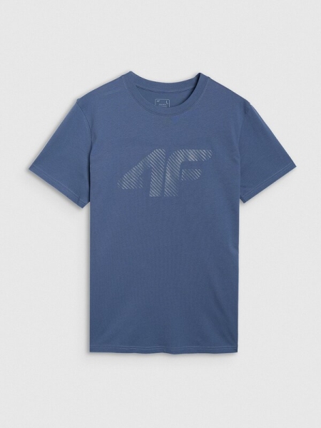 Camiseta regular de hombre con estampado - denim 4FWMM00TTSHM2257 azul marino
