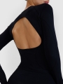Camiseta de Manga Larga Lisa para Mujer - Negro - 4FWSS25TFLOF403