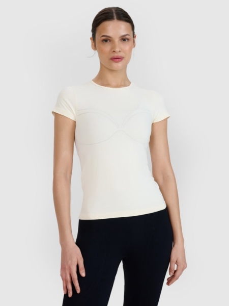 Camiseta de yoga de secado rápido para mujer - blanco 4FWSS25TFTSF1270 Blanco