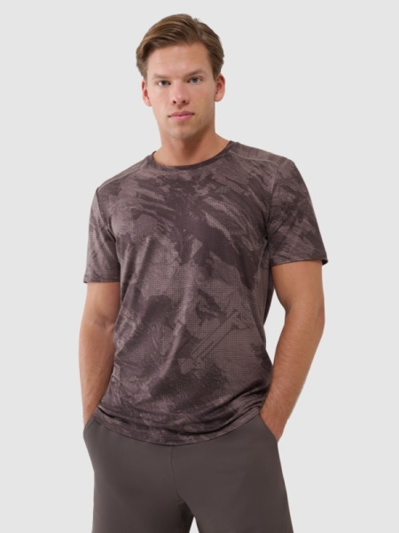 Camiseta de entrenamiento regular de secado rápido para hombre - brązowa 4FWSS25TFTSM1216 marrón
