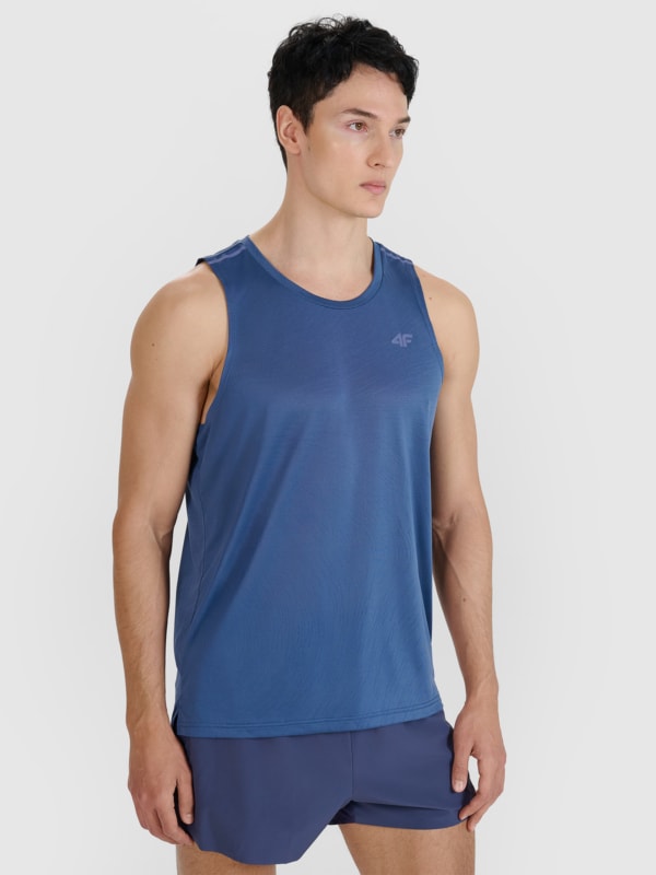 Camiseta de tirantes regular de running de secado rápido para hombre - azul marino 4FWSS25TFTSM1261 azul marino