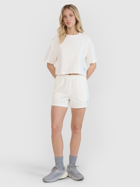 Shorts de Punto tipo Gofre para Mujer - Blanco - 4FWSS25TSHOF531