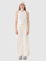 Top de punto de canalé entallado para mujer - blanco 4FWSS25TSLEF119 Blanco