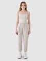 Women's slim crop-top - beige 4FWSS25TSLEF127 Beige