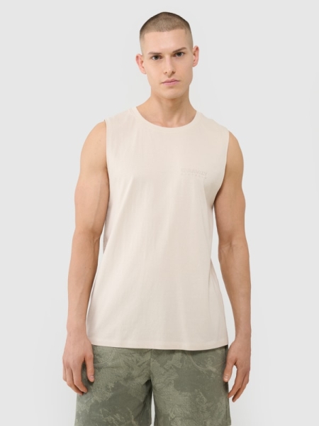 Camiseta de tirantes oversize para hombre - beige 4FWSS25TSLEM128 Beige
