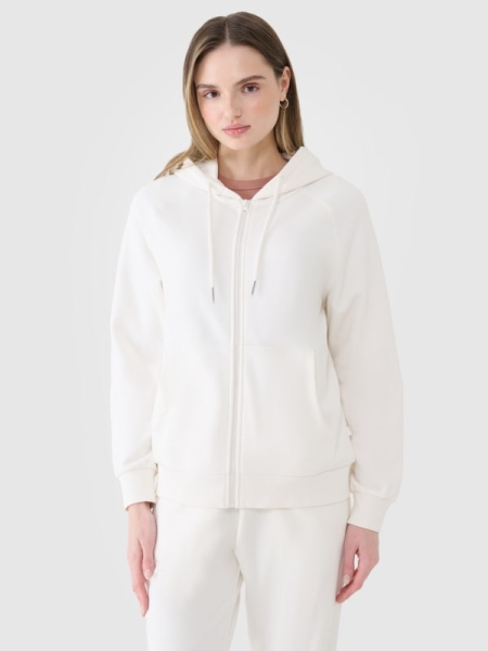 Sudadera con capucha y cremallera para mujer - Blanco 4FWSS25TSWSF1541 Blanco
