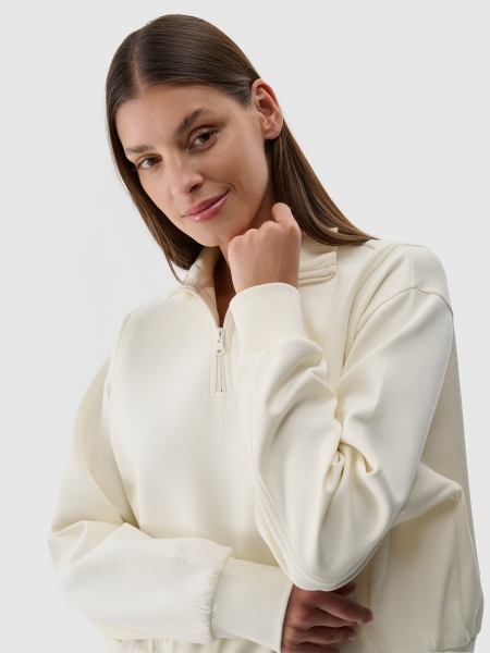 Sudadera de mujer sin capucha - blanco 4FWSS25TSWSF1545 Blanco