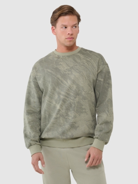 Sudadera sin cremallera para hombre sin capucha - caqui 4FWSS25TSWSM1582 oliva/caqui
