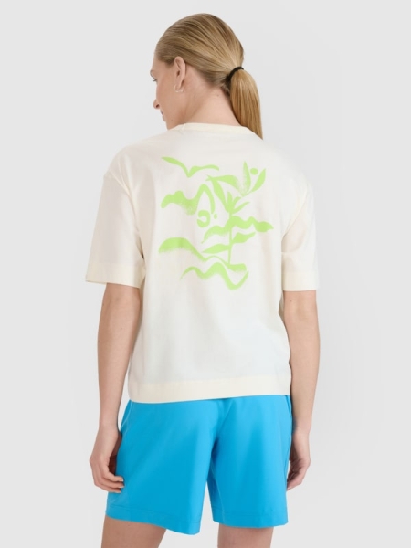 Camiseta regular de mujer con estampado - blanco 4FWSS25TTSHF1967 Blanco