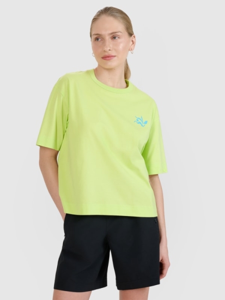 Camiseta regular de mujer con estampado - verde 4FWSS25TTSHF1967 Verde