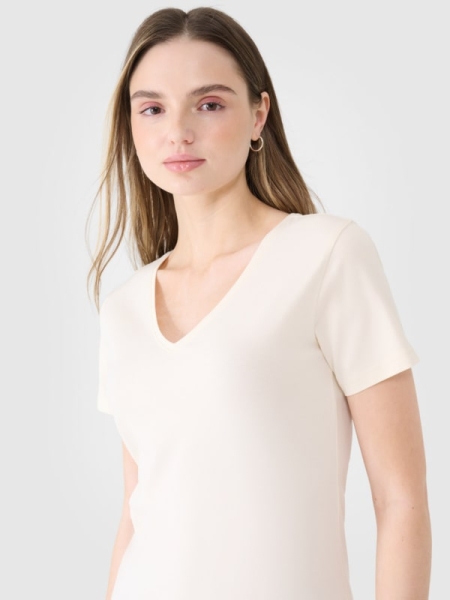 Camiseta Slim plain mujer - blanco 4FWSS25TTSHF1990 Blanco