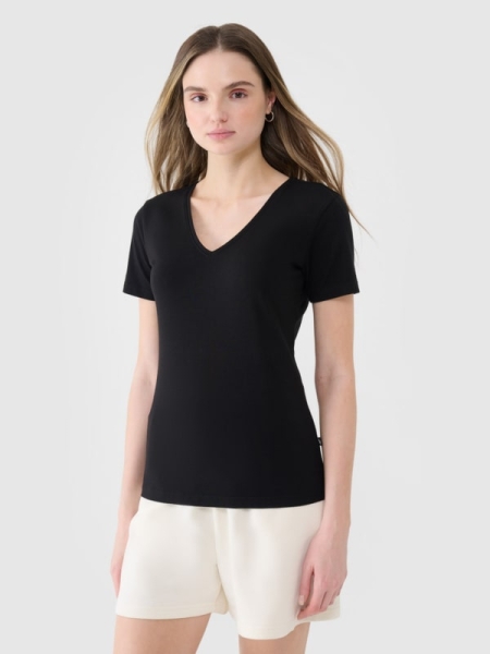 Camiseta Slim plain mujer - negro 4FWSS25TTSHF1990 negro