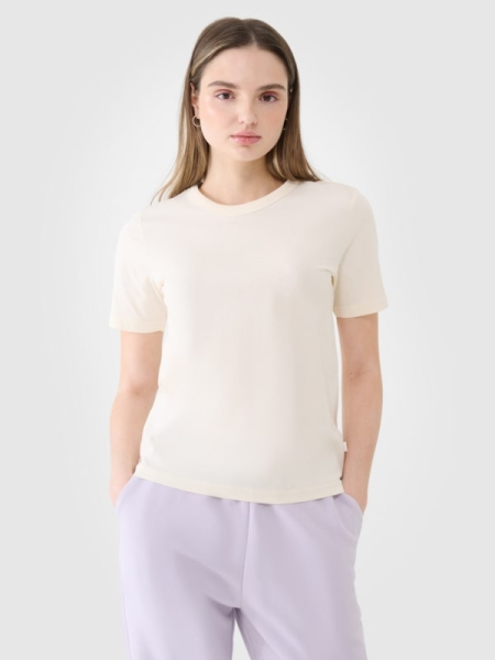 Camiseta lisa de mujer - blanco 4FWSS25TTSHF1991 Blanco