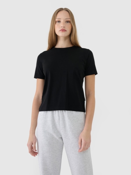 Camiseta lisa regular de mujer - negro 4FWSS25TTSHF1991 negro
