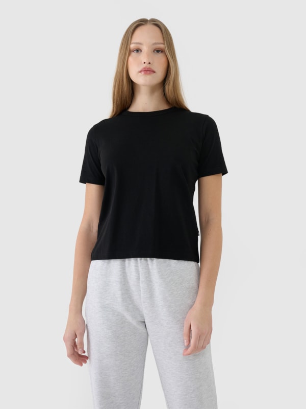 Camiseta lisa regular de mujer - negro 4FWSS25TTSHF1991 negro