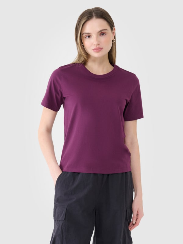 Camiseta lisa regular de mujer - violeta 4FWSS25TTSHF1991 violeta