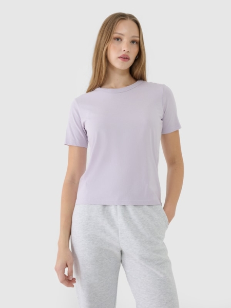 Camiseta lisa regular de mujer - violeta 4FWSS25TTSHF1991 violeta