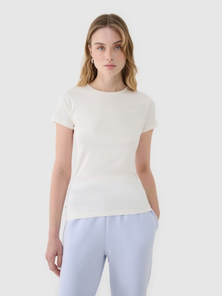 Camiseta de mujer Slim modal - blanco 4FWSS25TTSHF1995 Blanco