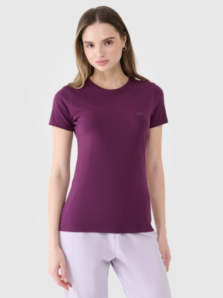 Camiseta slim lisa de mujer - violeta 4FWSS25TTSHF2351 violeta