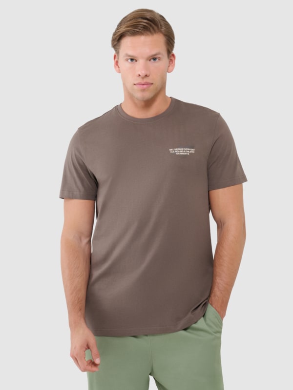 Camiseta regular de hombre con estampado - marrón 4FWSS25TTSHM1974 marrón