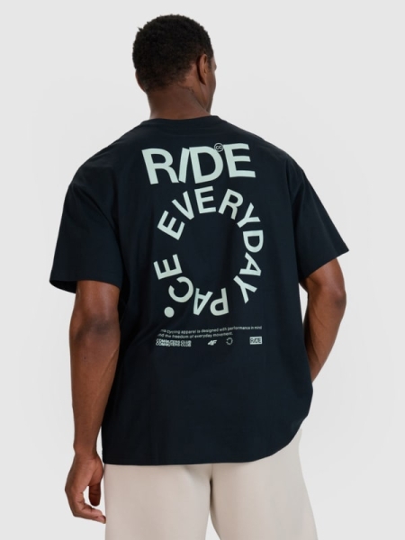 Camiseta oversize de hombre con estampado - negro 4FWSS25TTSHM1979 negro