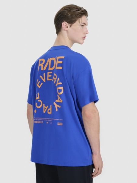Camiseta oversize de hombre con estampado - azul 4FWSS25TTSHM1979 azul