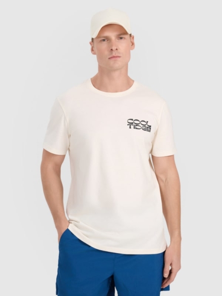 Camiseta regular de hombre con estampado - blanco 4FWSS25TTSHM1984 Blanco