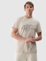 Camiseta regular estampada de hombre - beige 4FWSS25TTSHM2004 Beige