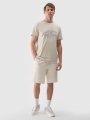 Camiseta regular estampada de hombre - beige 4FWSS25TTSHM2004 Beige