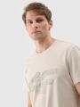 Camiseta regular estampada de hombre - beige 4FWSS25TTSHM2004 Beige