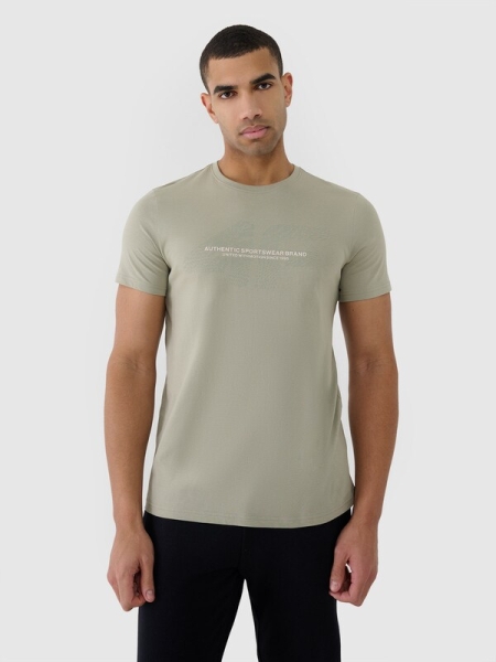 Camiseta regular estampada de hombre - caqui 4FWSS25TTSHM2004 oliva/caqui