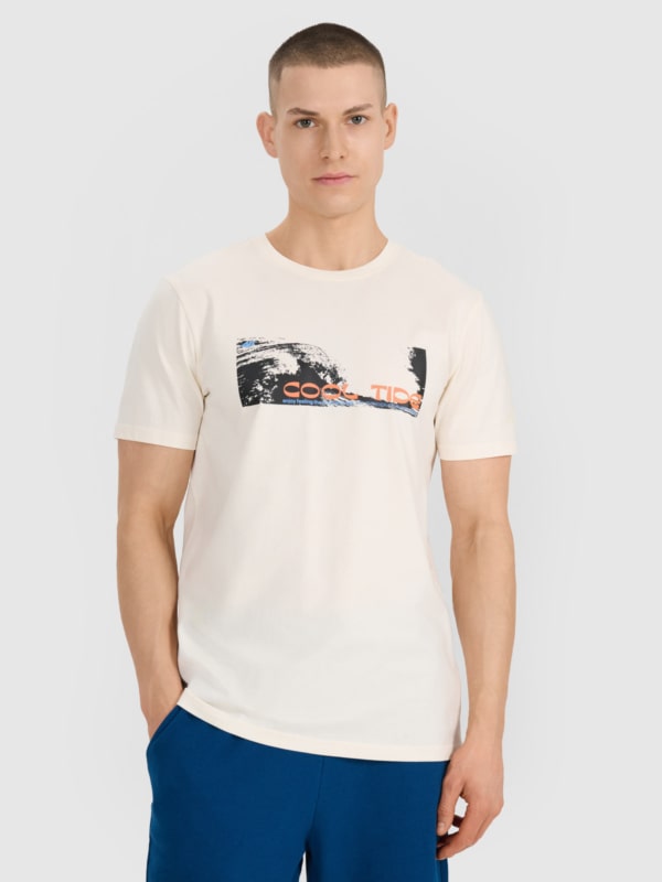 Camiseta regular de hombre con estampado - blanco 4FWSS25TTSHM2030 Blanco