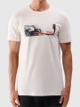 Camiseta regular de hombre con estampado - blanco 4FWSS25TTSHM2030 Blanco