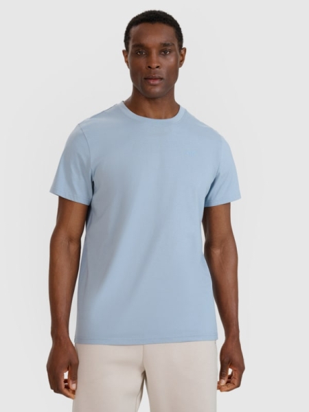 Camiseta lisa regular de hombre - azul 4FWSS25TTSHM2074 azul
